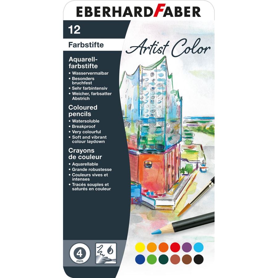 Eberhard-Faber - Artist Color watercoloured pencil round tin of 12