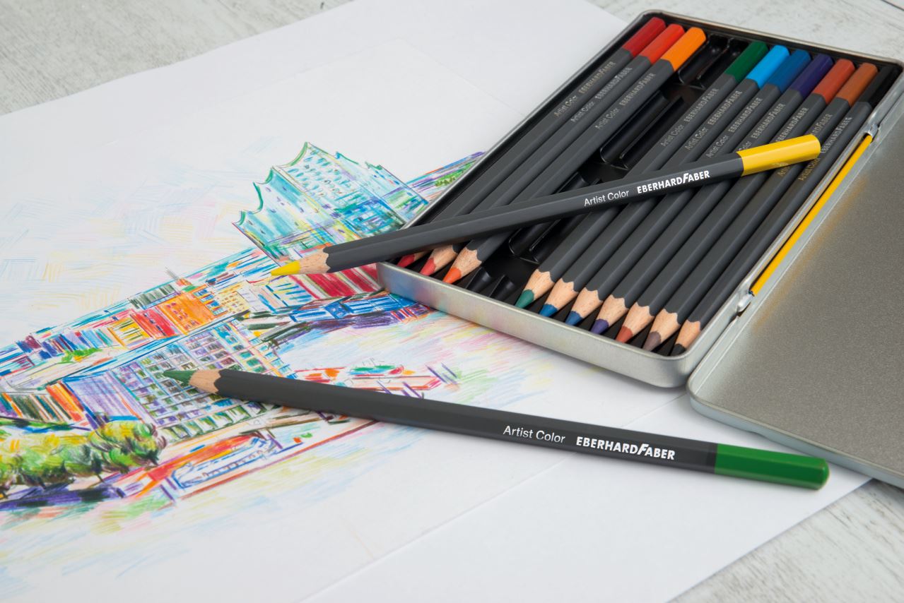 Eberhard-Faber - Artist Color coloured pencil hexagonal tin of 12