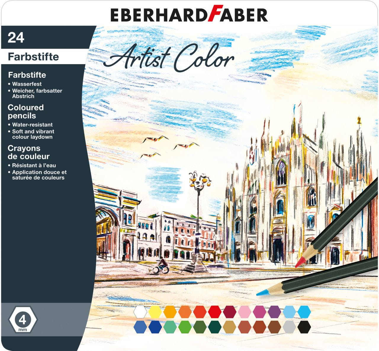 Eberhard-Faber - Artist Color coloured pencil hexagonal tin of 24