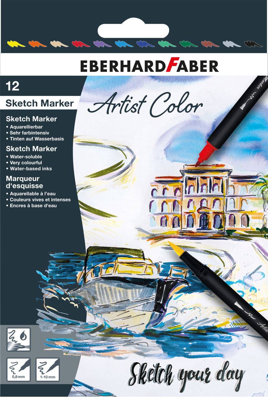 Eberhard-Faber - Artist Color Sketch Marker, cardboard box of 12 colours