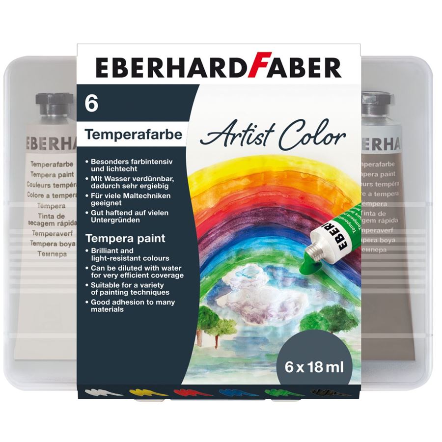 Eberhard-Faber - EFA Color Tempera tube 18 ml, plastic box of 6 colours