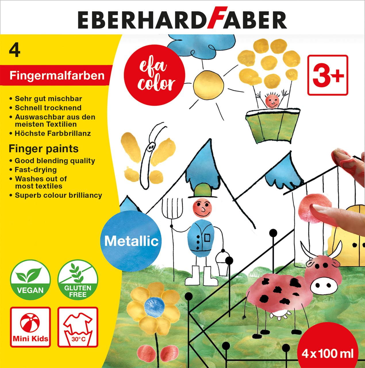 Eberhard-Faber - EFA Color Metallic Finger paints 100 ml, box of 4 colours
