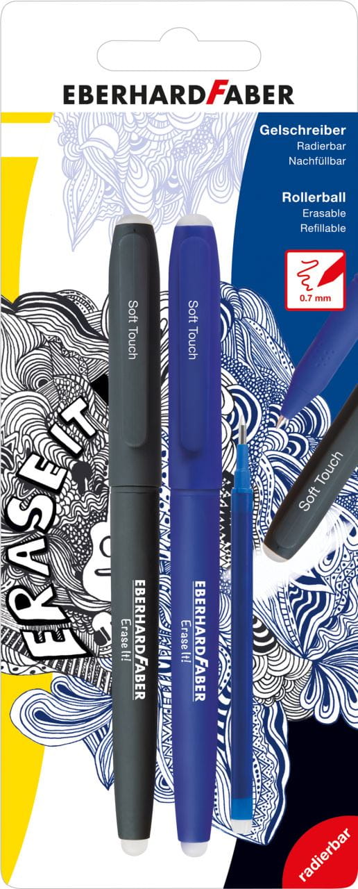 Eberhard-Faber - Erase it! Gel roller erasable, set of 2 pens + blue refill