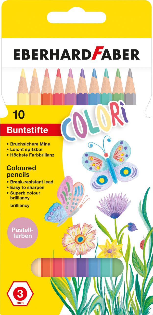 Eberhard-Faber - Colori coloured pencils pastel hexagonal cardboard box of 10
