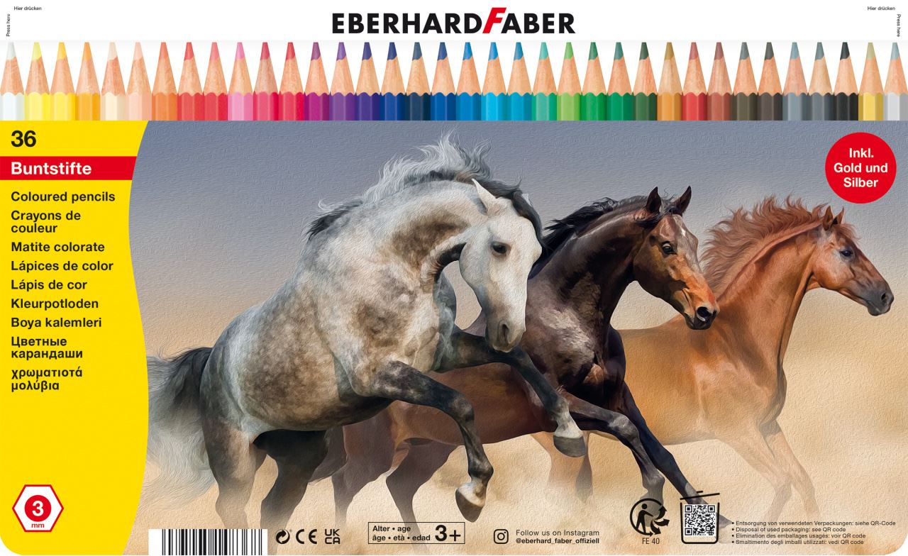 Eberhard-Faber - Coloured pencil hexagonal tin of 36