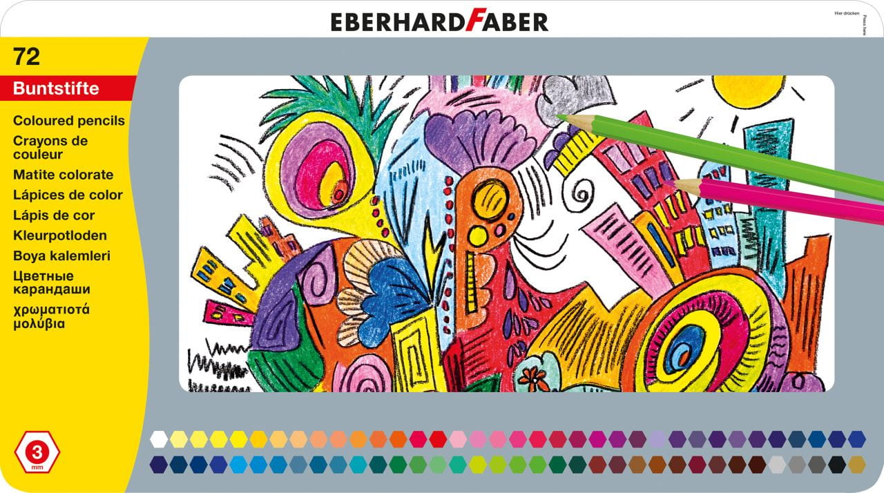 Eberhard-Faber - Coloured pencil hexagonal tin of 72