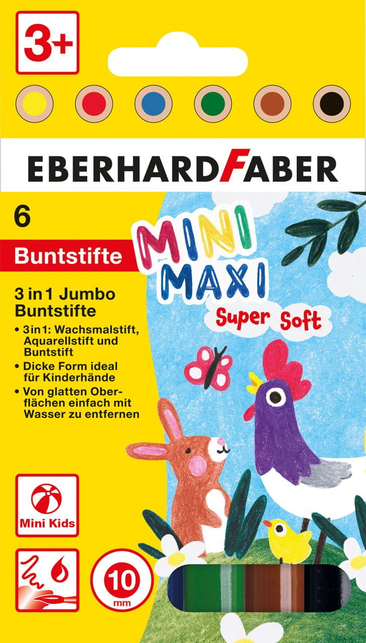 Eberhard-Faber - Mini Maxi Jumbo colour pencils 3in1, box of 6
