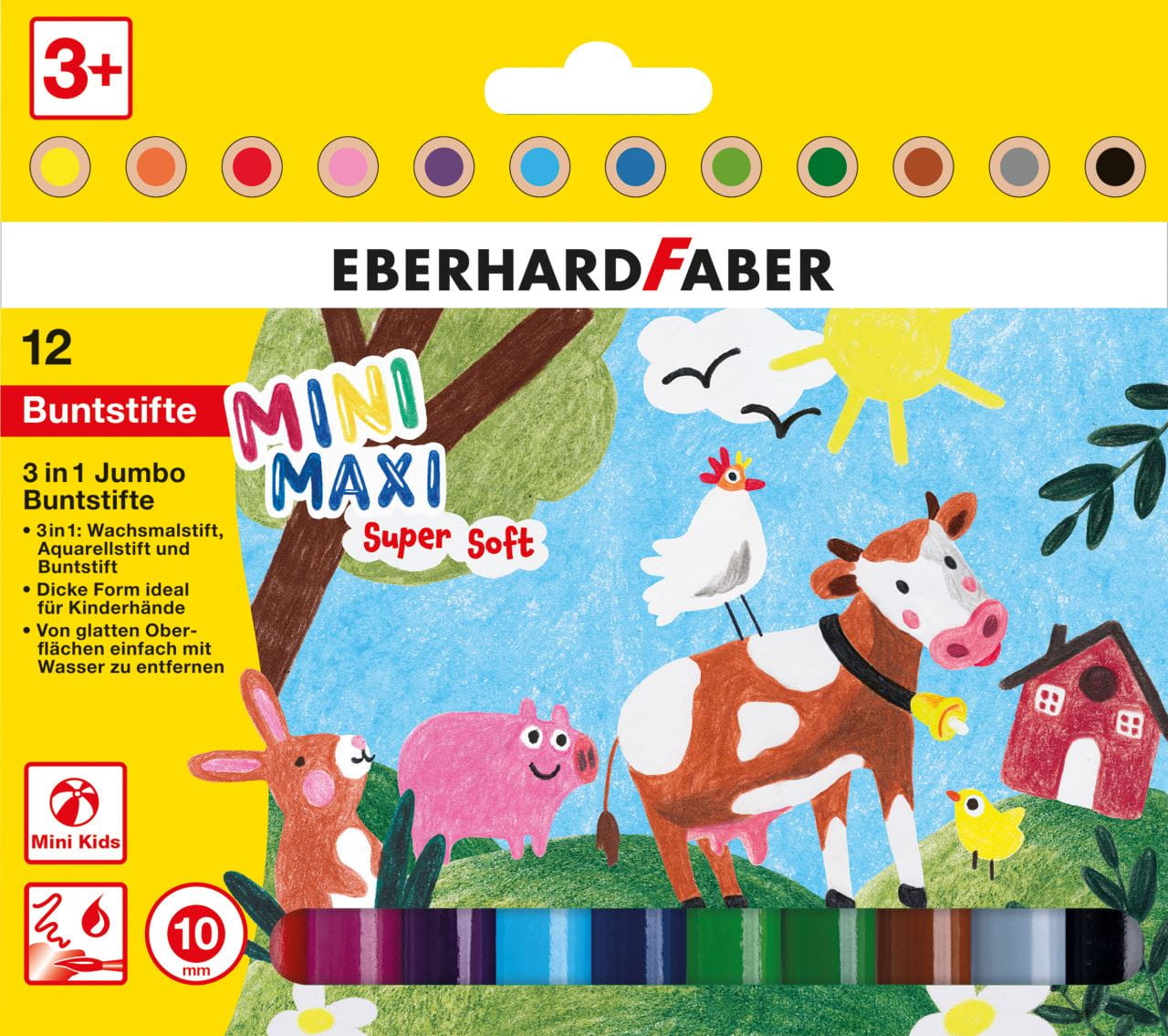 Eberhard-Faber - Mini Maxi 3in1 Jumbo colour pencils, cardbox of 12