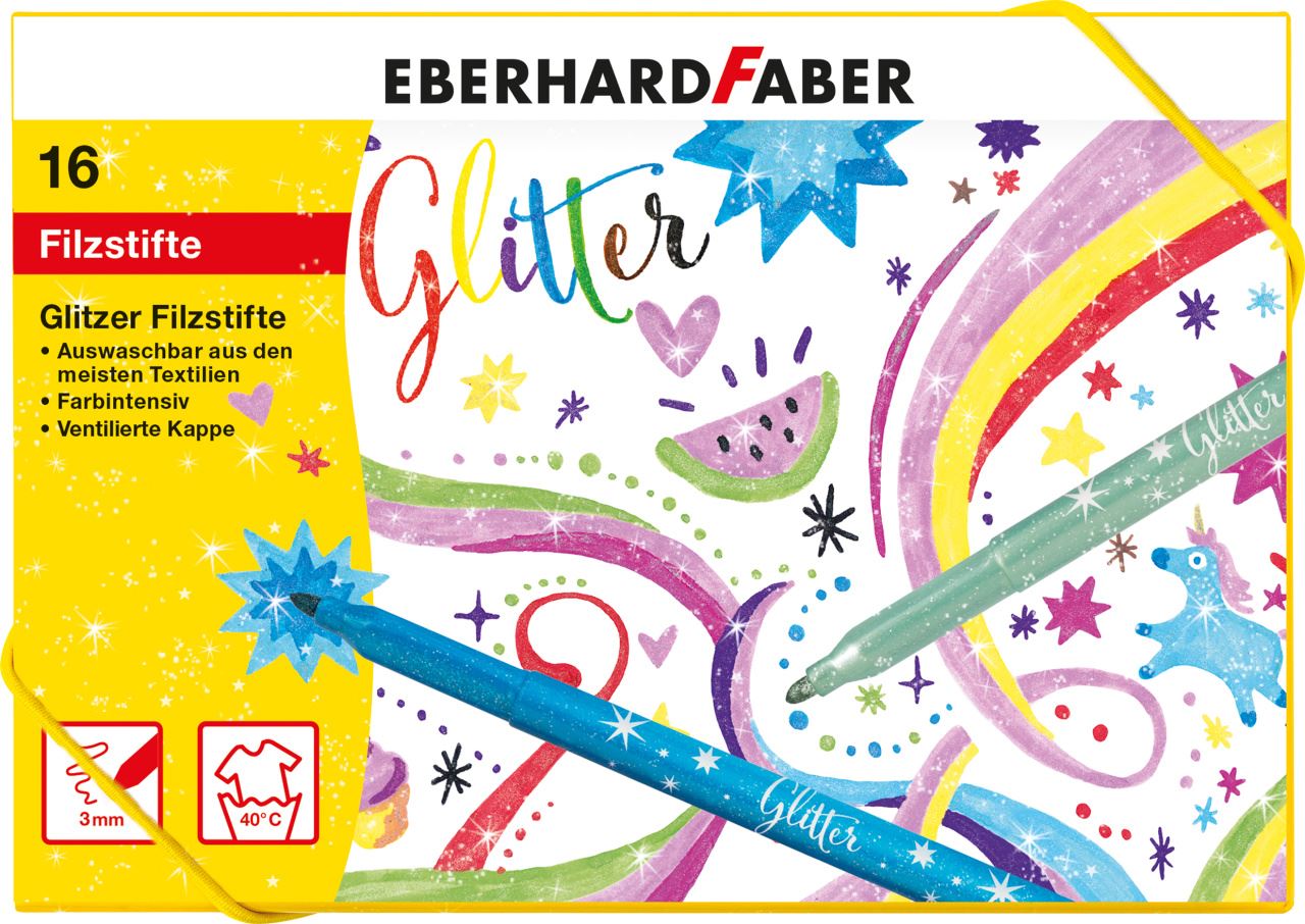 Eberhard-Faber - Glitter felt-tip pen cardboard box of 16