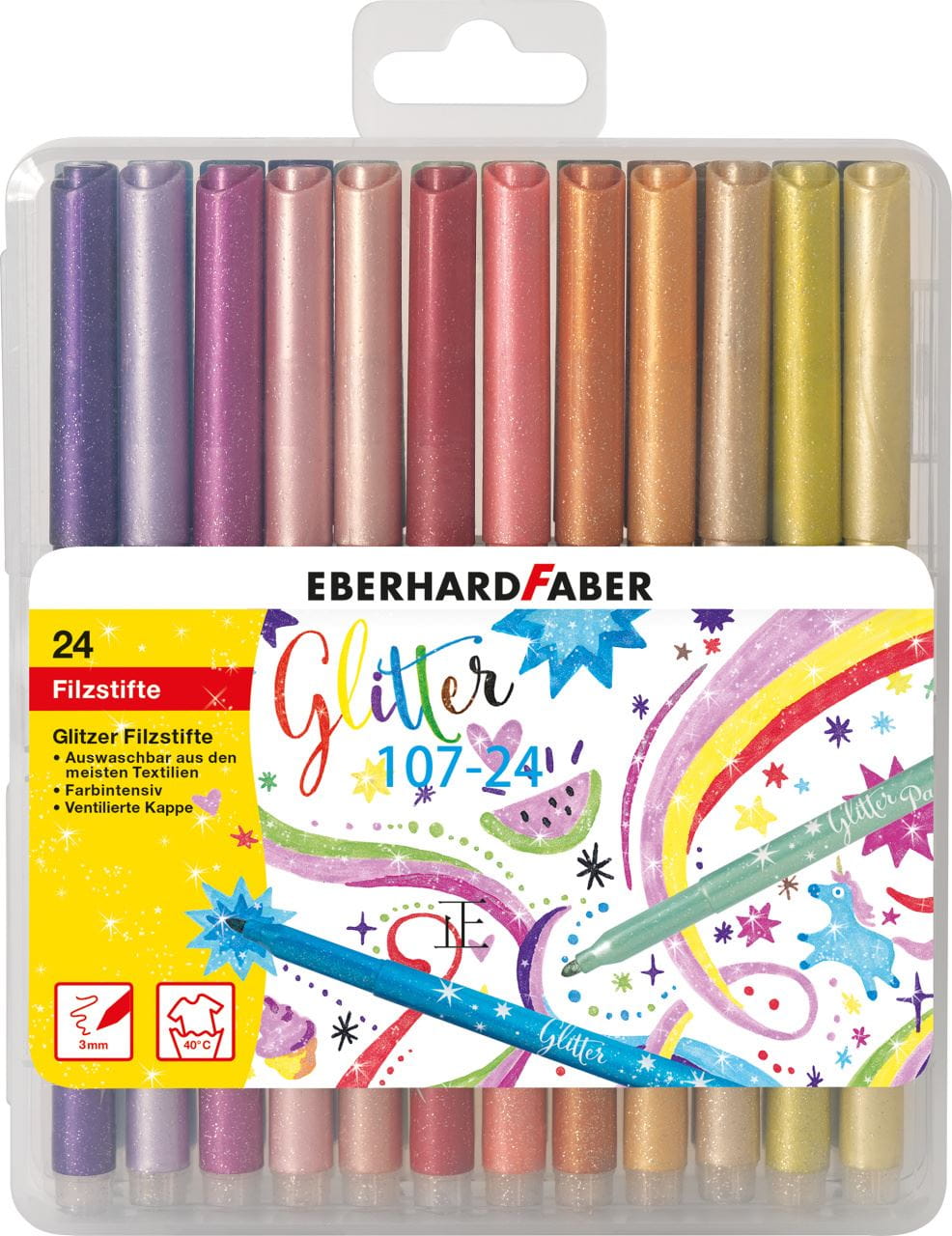 Eberhard-Faber - Glitter felt-tip pen cardboard box of 24