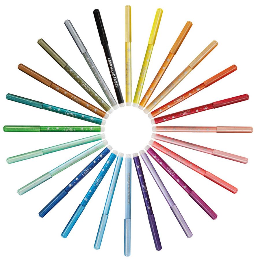 Eberhard-Faber - Glitter felt-tip pen plastic box of 24