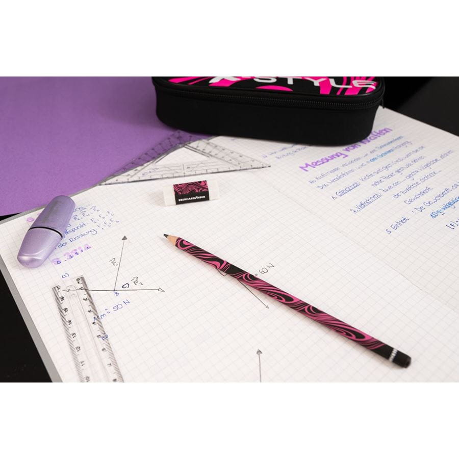 Eberhard-Faber - Graphite pencil+eraser neon pink/black
