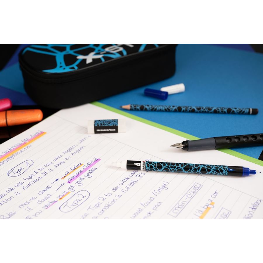 Eberhard-Faber - Jumbo pencil case black/neon blue
