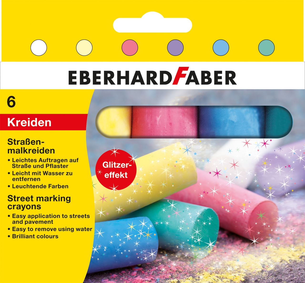 Eberhard-Faber - Street marking crayons glitter cardboard box of 6