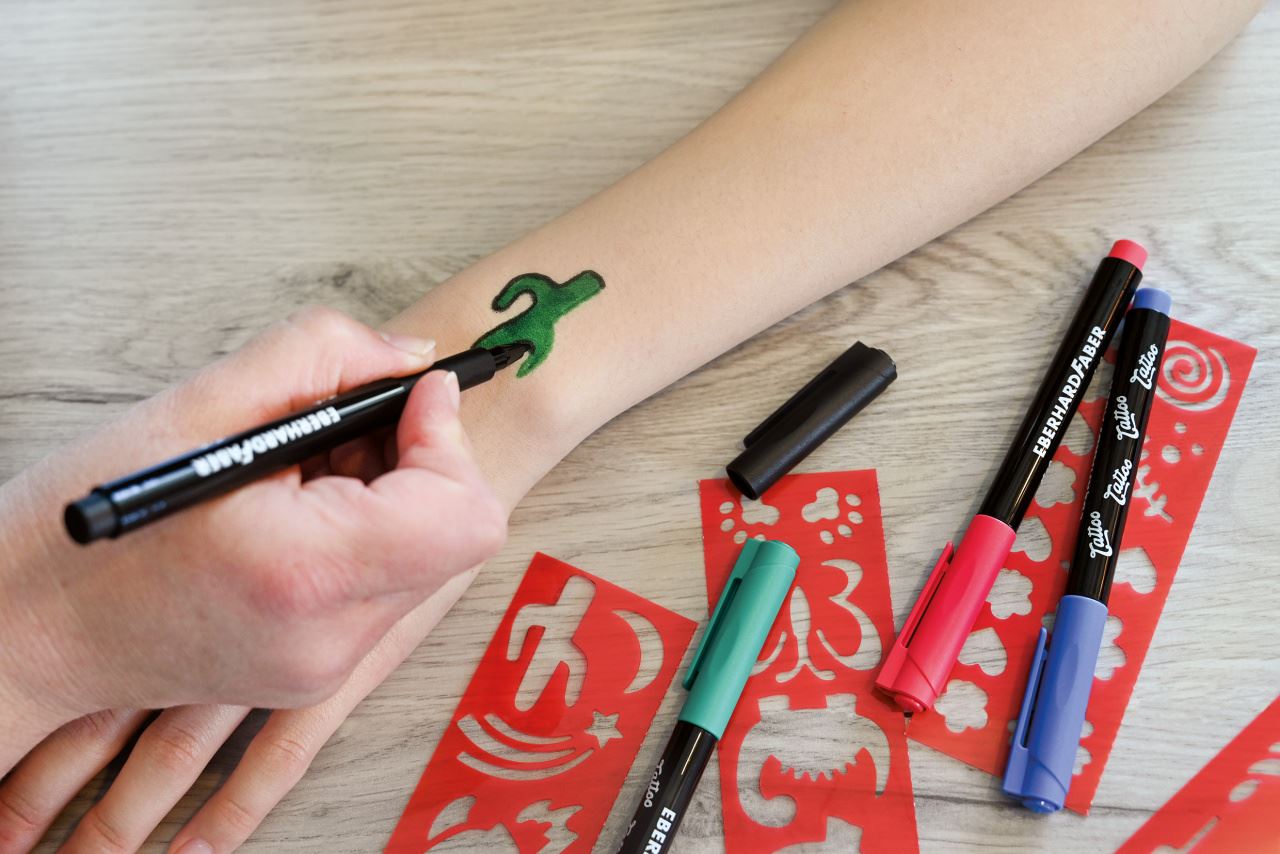 Eberhard-Faber - Tattoomarker set Kids 4 colours inlcusive 4 stencils